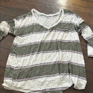 SO Cream and Purple Striped Top